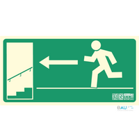 Señal de Seguridad Fotoluminiscente - Salida Escalera Bajada Izquierda