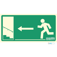 Señal de Seguridad Fotoluminiscente - Salida Escalera Subida Izquierda