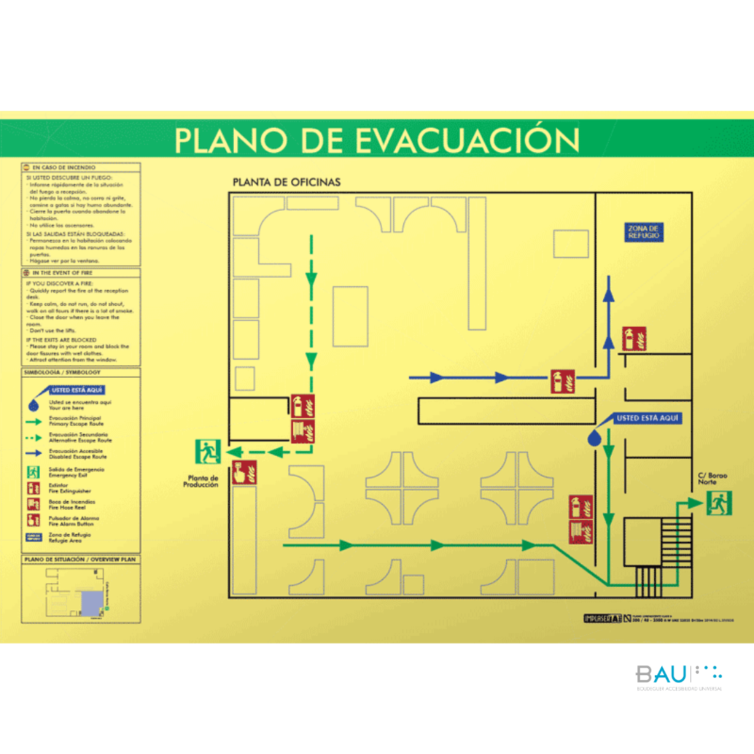 Señalética Braille para Plano Evacuación y emergencias Inclusivo