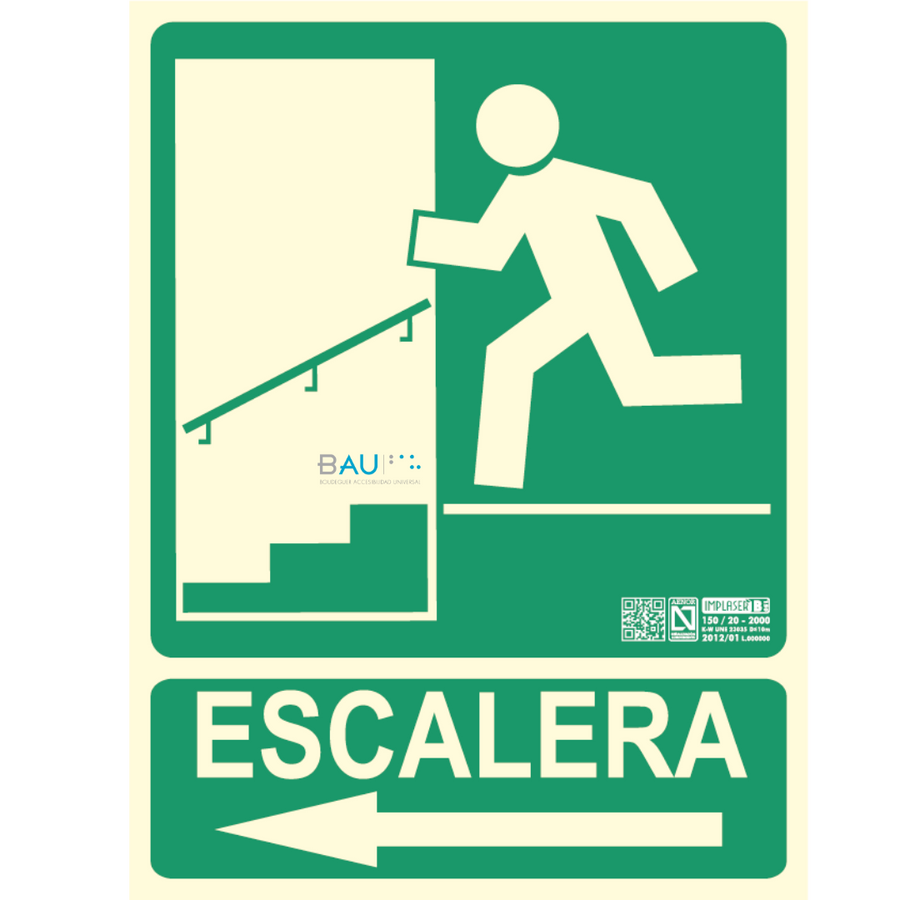 señal fotoluminiscente escalera izquierda