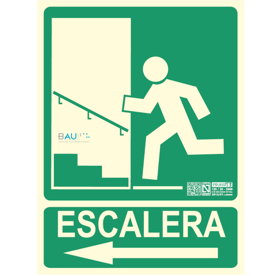 señal fotoluminiscente escalera izquierda