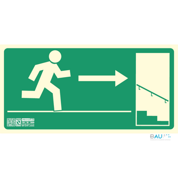 Señal de Seguridad Fotoluminiscente - Salida Escalera Bajada Derecha