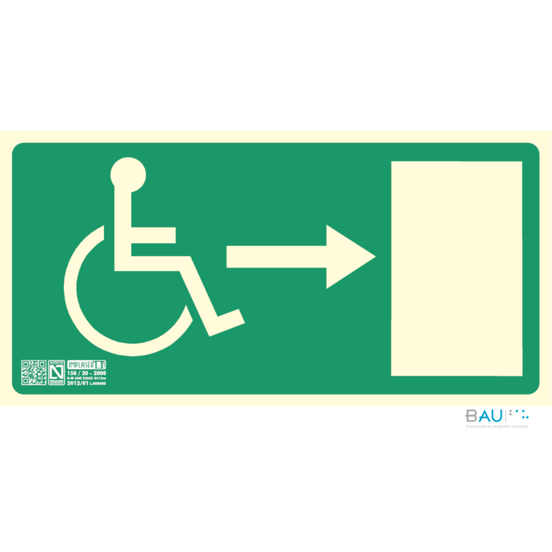Señal de Seguridad Fotoluminiscente - Salida Ruta Accesible derecha