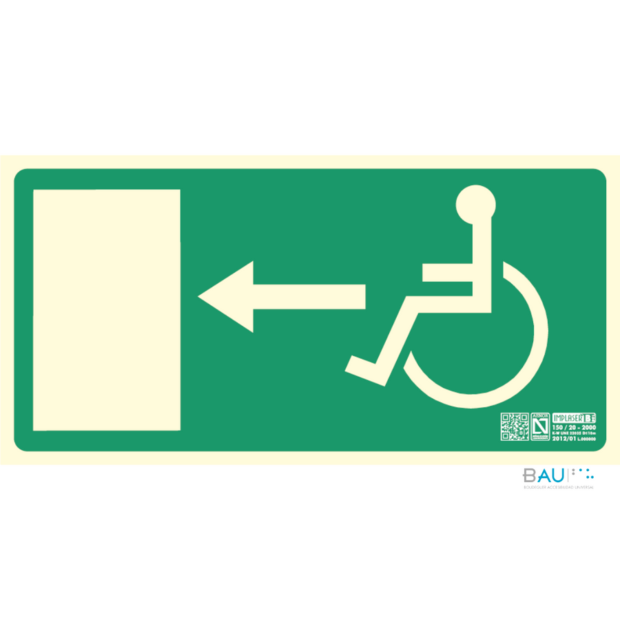 Señal de Seguridad Fotoluminiscente - Salida Ruta Accesible izquierda