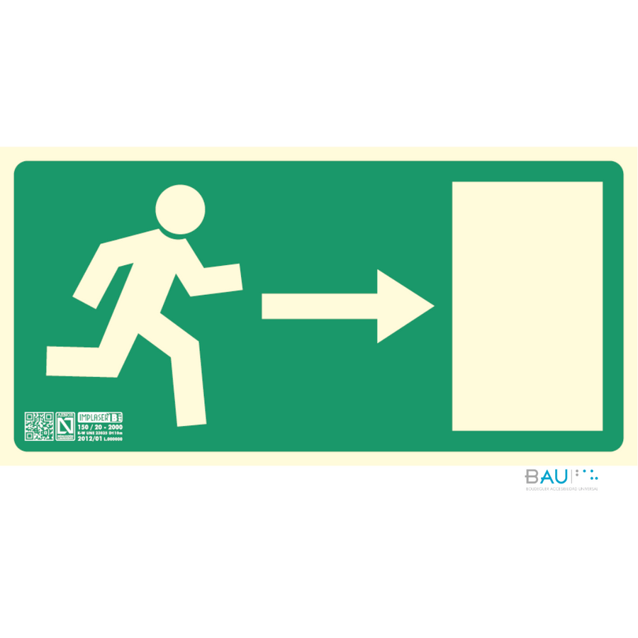 Señal de Seguridad Fotoluminiscente - Salida Ruta derecha