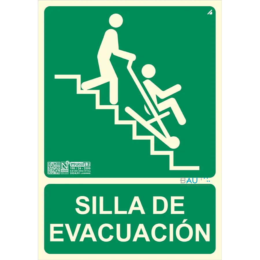 Señal de Seguridad Fotoluminiscente - Silla de Evacuación