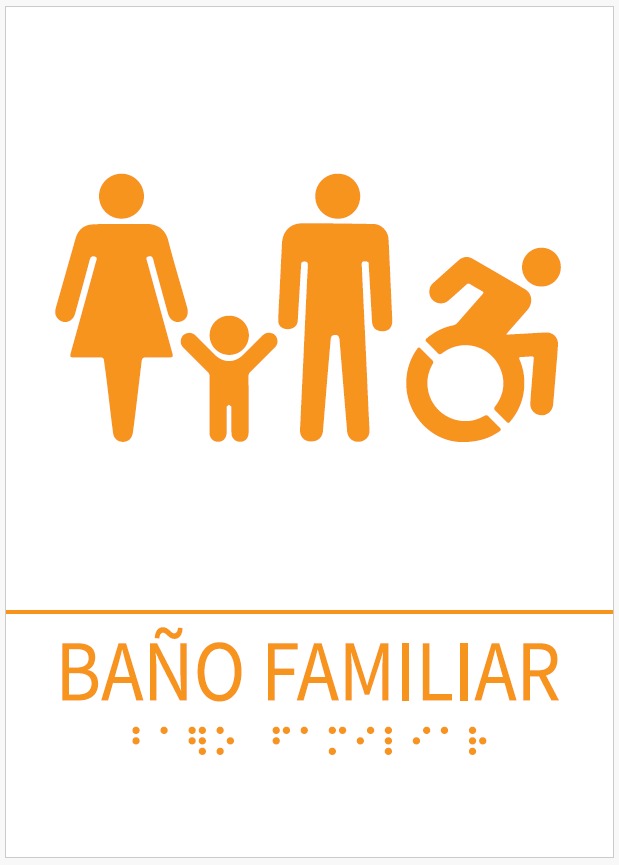 Señalética Braille de Baño Accesible Familiar | Ciudad Accesible